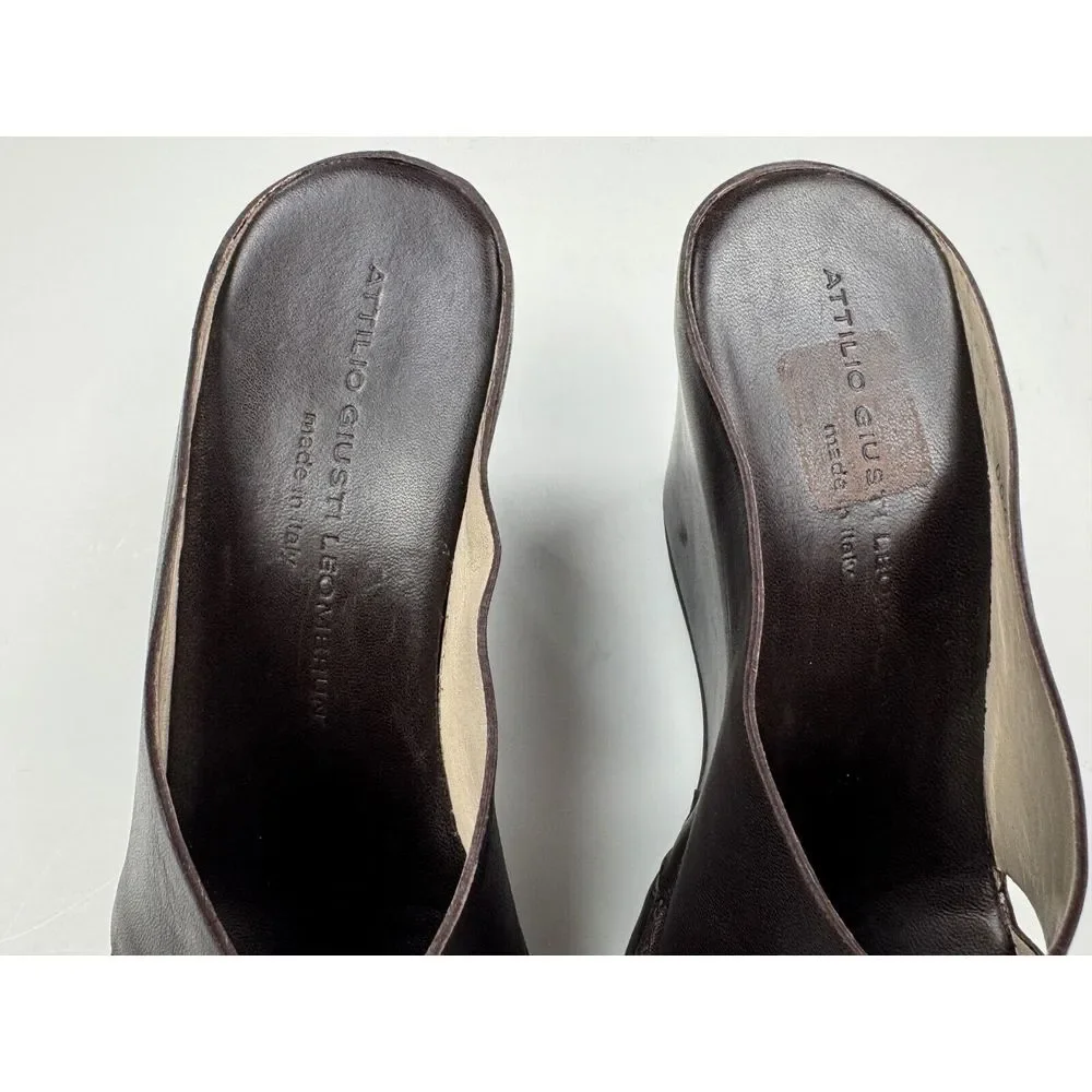 AGL Attilio Giusti Leombruni Italy Platform Wedge Sandal Women 38 US8 EUCLeather
